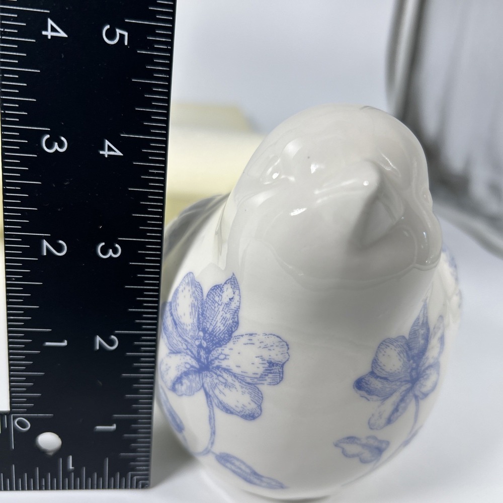 Ceramic Birds Set of 2 White Porcelain Blue Floral English Cottage - Picture 6 of 8
